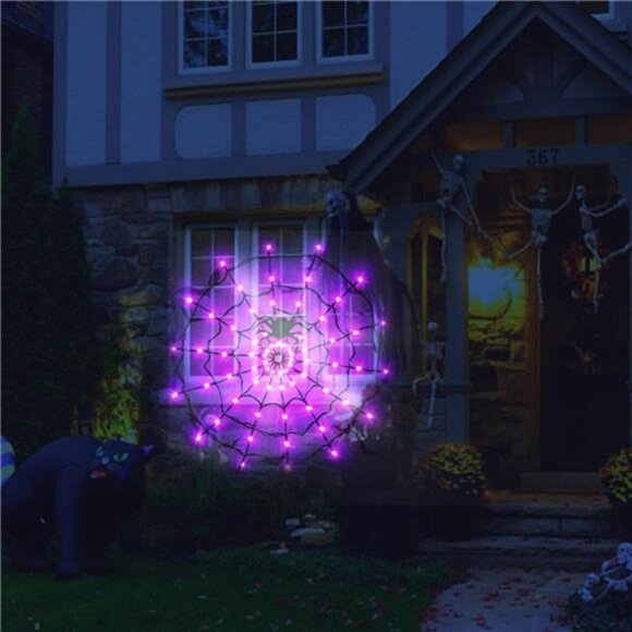 84 LED-5FT Diameter Halloween Decorations Outdoor Spider Web Halloween Lights - Picture 6 of 8